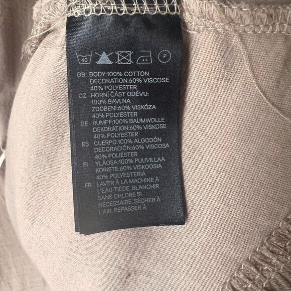 H&M Women's Large Open Front Cascade Ruffle Beige Vest Lightweight - Picture 7 of 8